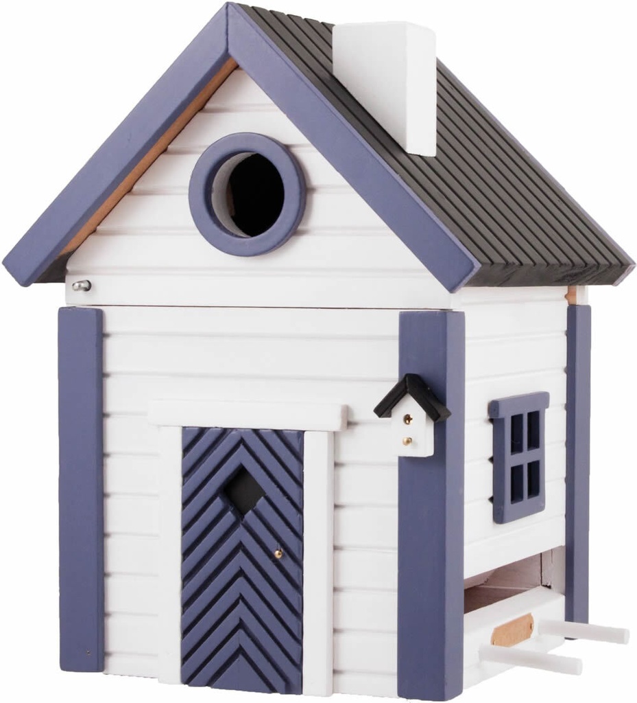 Multiholk Bird Feeder and Bird House - White and Blue Cottage