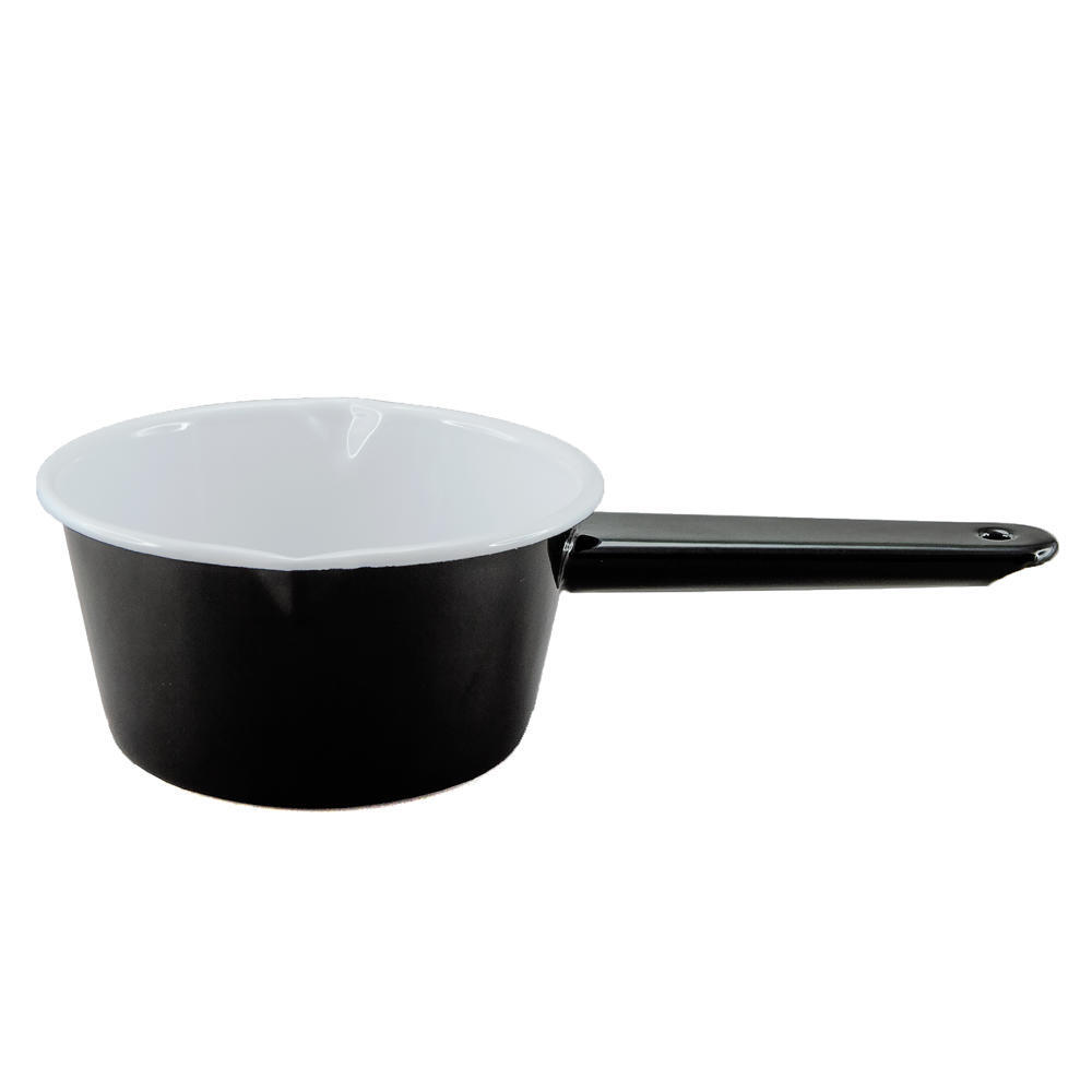Enamel Milk Saucepan 850mL - Black & White