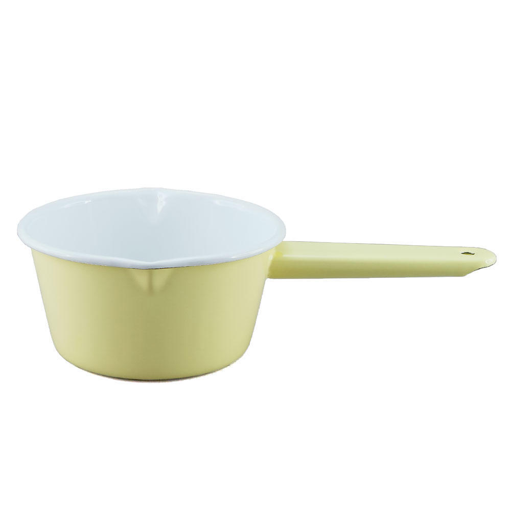 Enamel Milk Saucepan 850mL - Yellow & White
