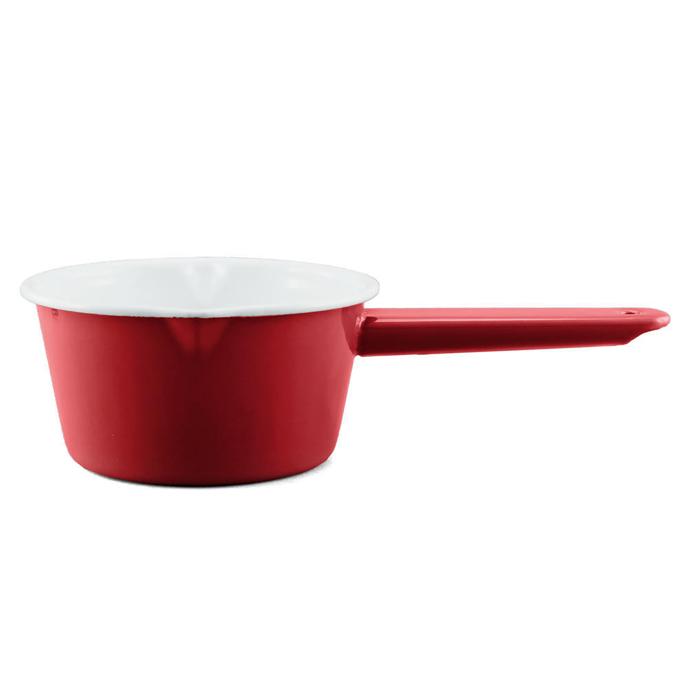 Enamel Milk Saucepan 850mL - Red & White