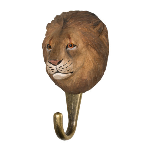Hand Carved Hook - Lion