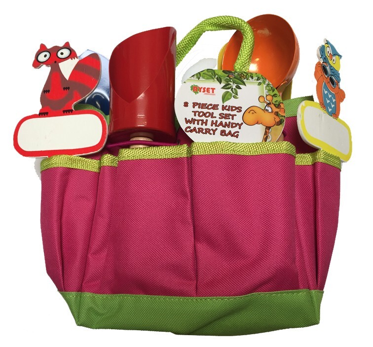 8 Piece Kids Garden Tool Kit - Pink