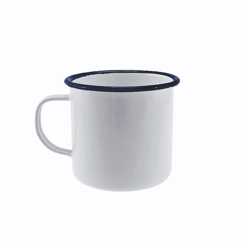 Enamel Mug - White & Black Rim 350ml