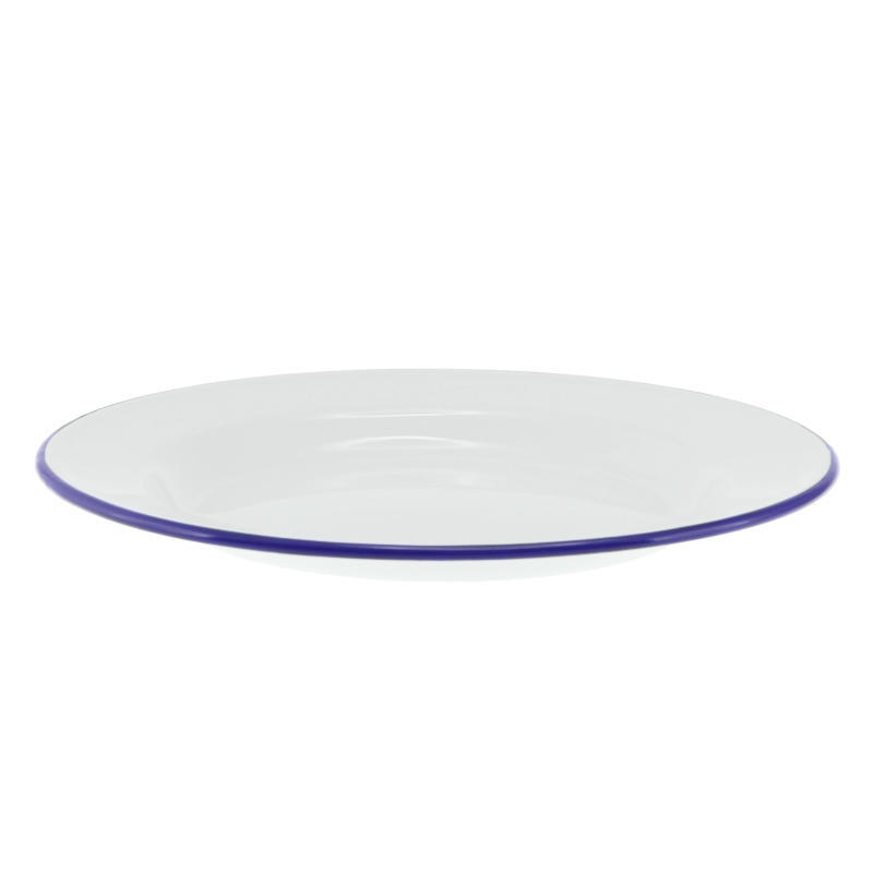 Enamel Dinner Plate 26cm - White & Blue