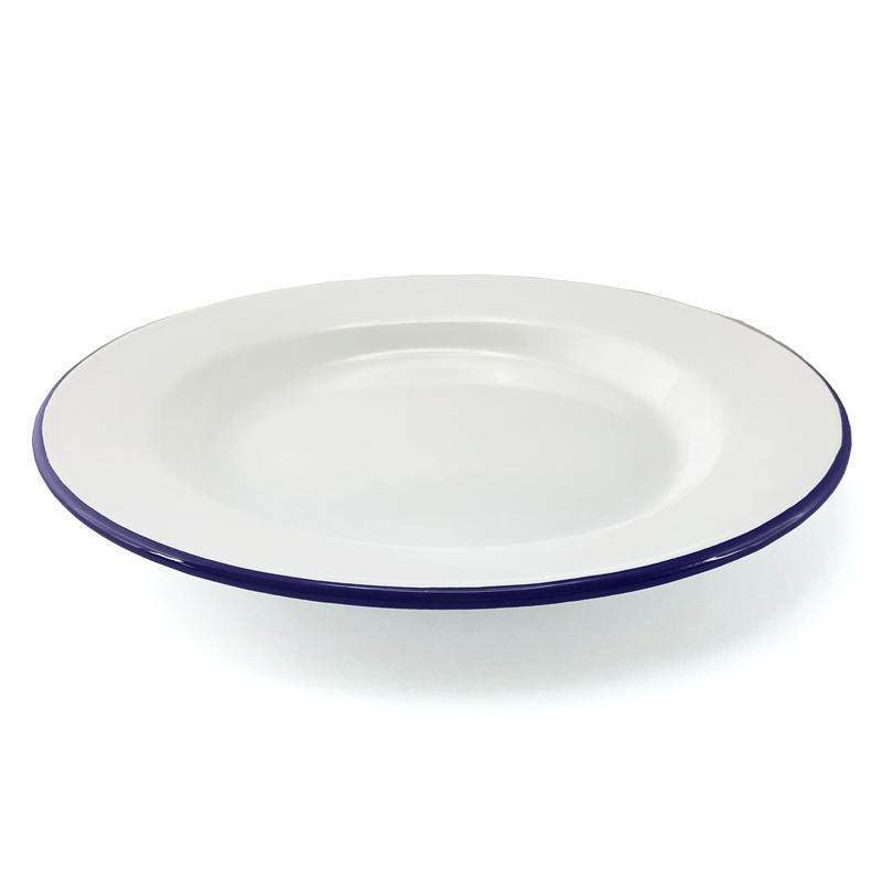 Dinner Plate 30cm - White Blue Rim