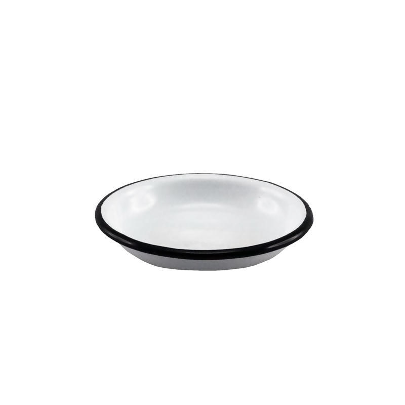 Enamel Dipping Tray 10cm - White & Black Rim