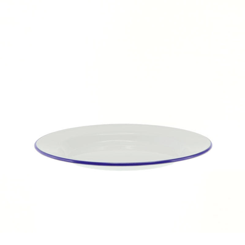 Enamel Entree Plate 24cm - White & Blue