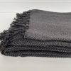 THROW HERRINGBONE RECYCLE WOOL MIX - Dark Grey
