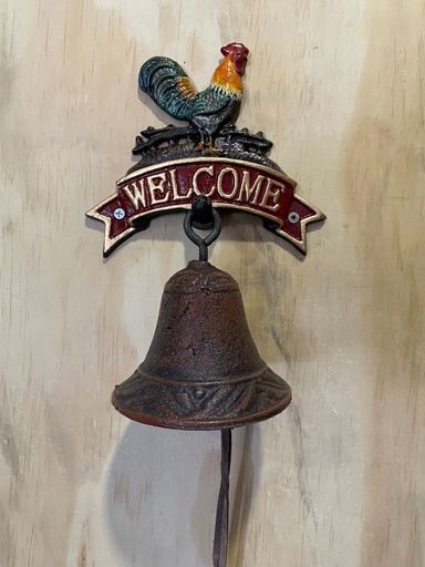 [RJ735] Cast Iron Wall Bell - Welcome Rooster