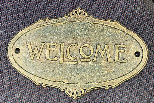 [67086] Cast Iron Sign - Antique Style Welcome Green