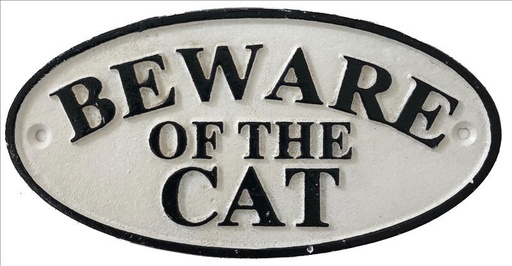 [208] Cast Iron Sign - Beware of the Cat