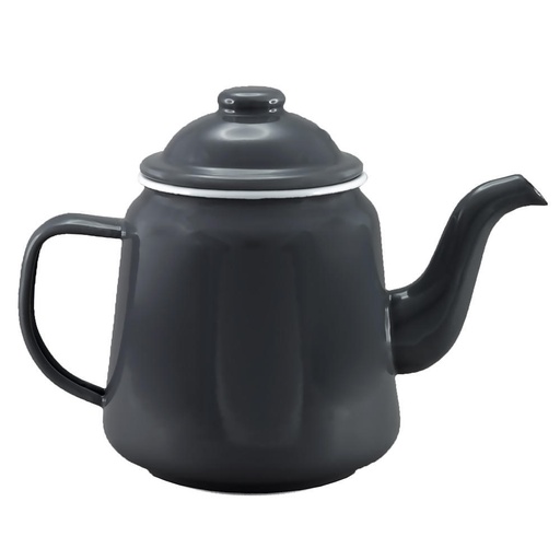 [3729] Enamel Teapot 1.5L - Dark Grey & White