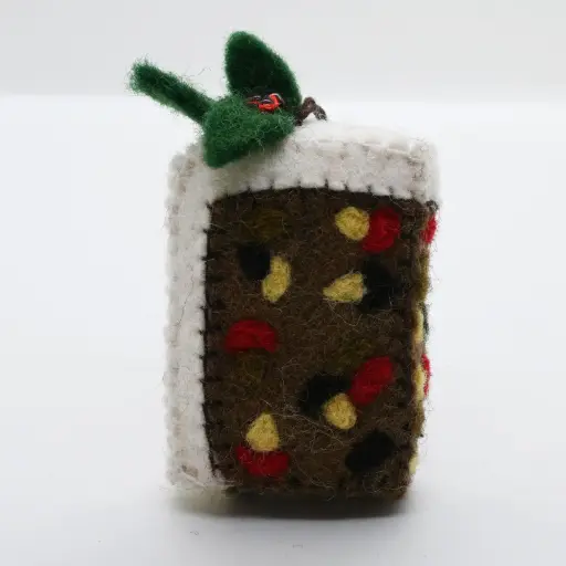 [ORNXMASCAKE] Christmas Cake Slice - Handmade Felt Ornament